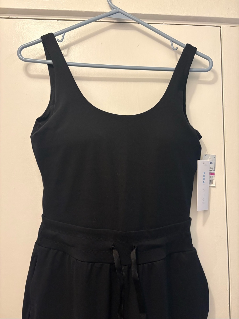 Yogalicious Black Sleeveless Drawstring Waist Jumpsuit - Picture 2 of 6